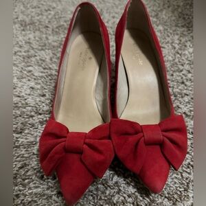 Kate Spade Red Suede Bow Heels